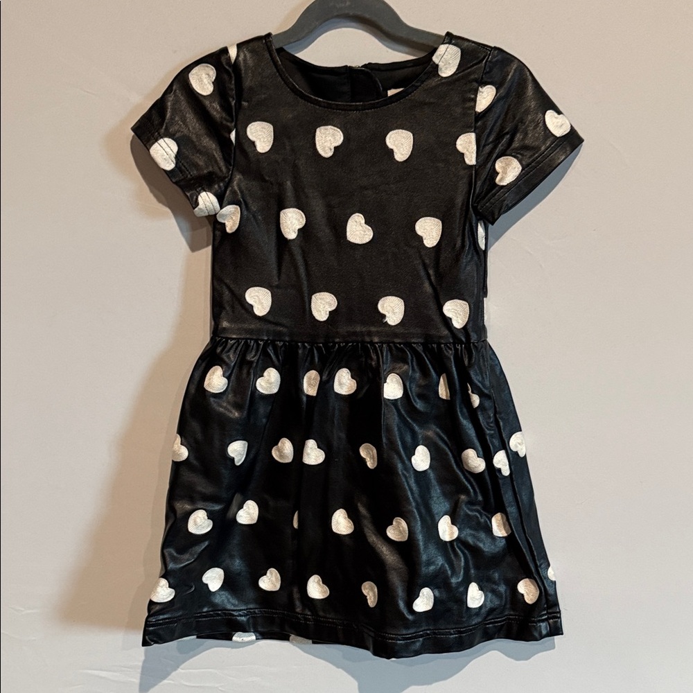 Appaman Faux Leather Charming Black and White Heart Kids Dress